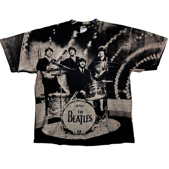 Vintage The Beatles All Over Print Shirt XL Apple Corps USA Single Stitch 90s - Picture 1 of 10